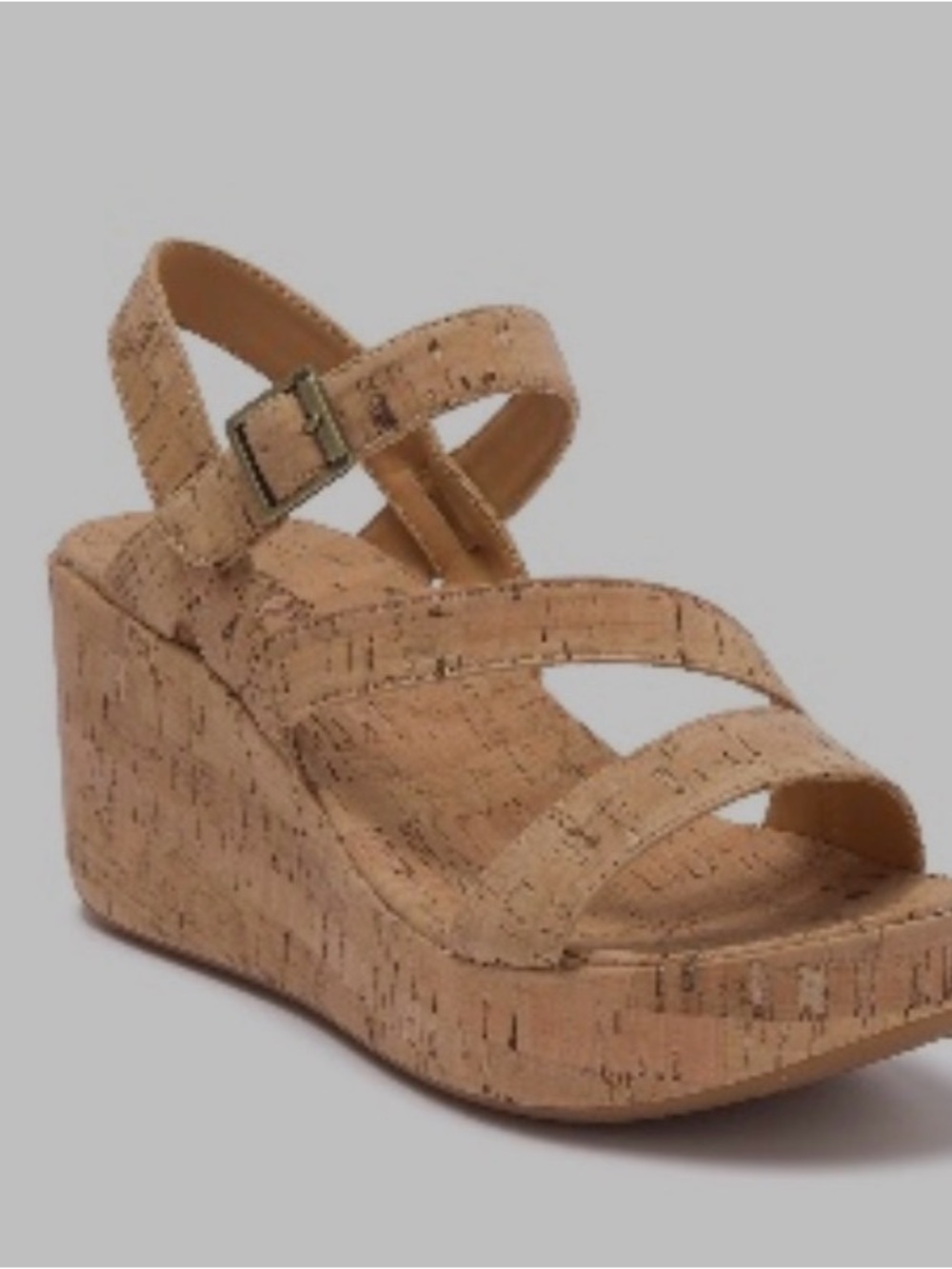 Kork-Ease Cork-Textured Tan Wedge Sandal